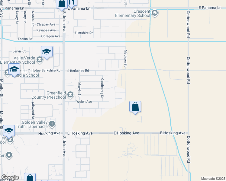 map of restaurants, bars, coffee shops, grocery stores, and more near 619 Darling Point Drive in Bakersfield