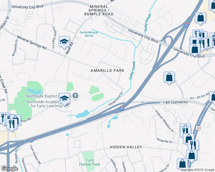 map of restaurants, bars, coffee shops, grocery stores, and more near in Charlotte