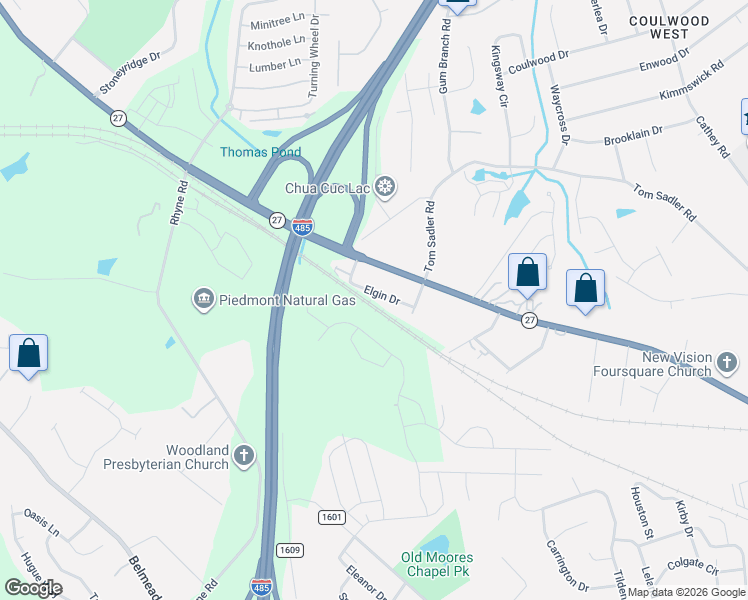 map of restaurants, bars, coffee shops, grocery stores, and more near in Charlotte
