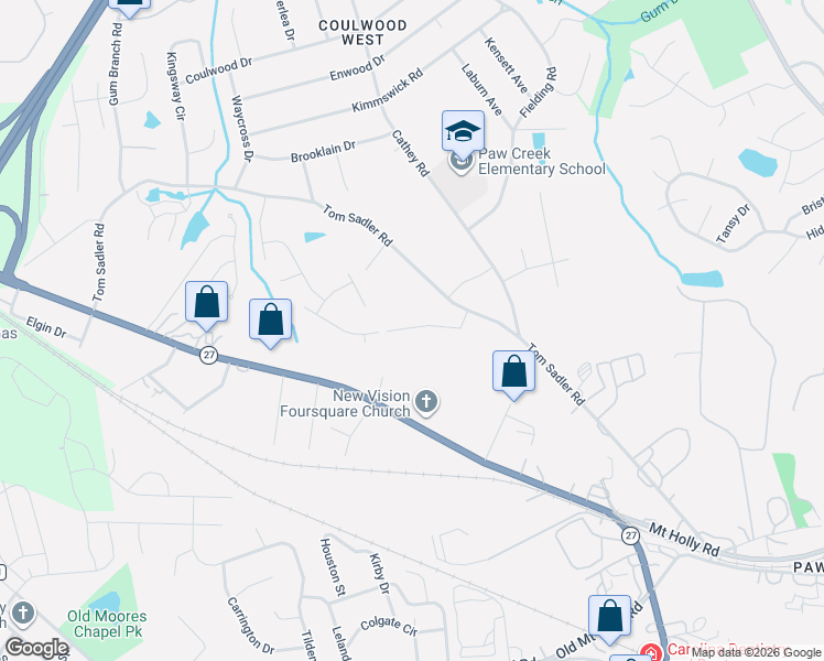 map of restaurants, bars, coffee shops, grocery stores, and more near in Charlotte