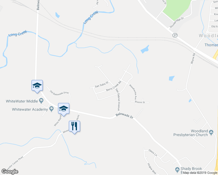 map of restaurants, bars, coffee shops, grocery stores, and more near 2921 Berry Creek Road in Charlotte