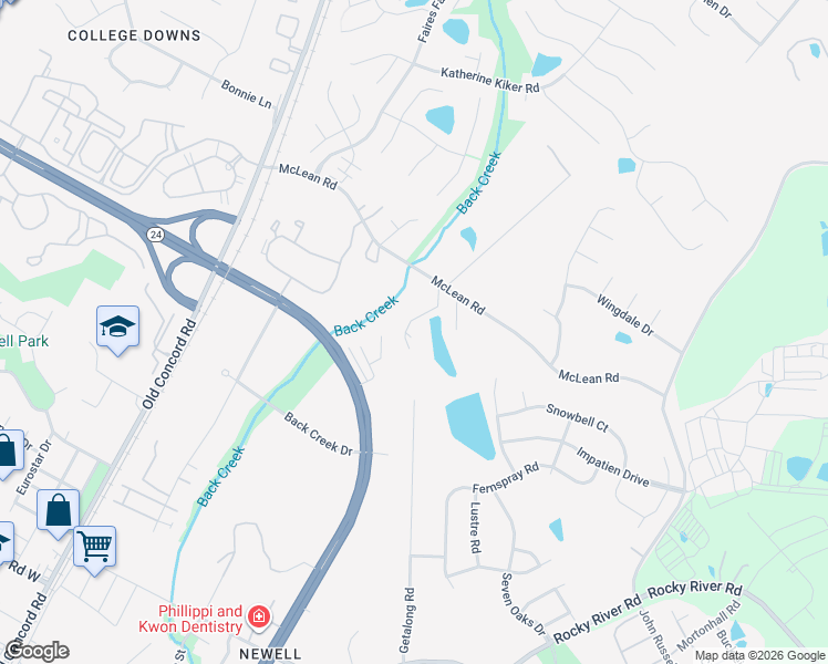 map of restaurants, bars, coffee shops, grocery stores, and more near 2108 McLean Road in Charlotte