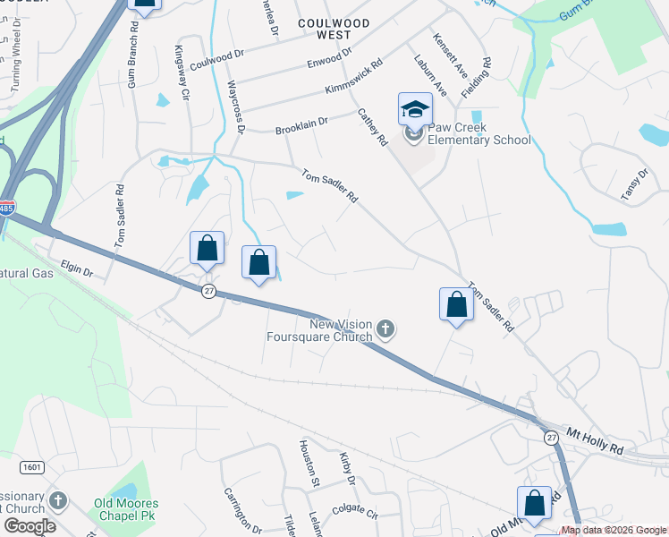 map of restaurants, bars, coffee shops, grocery stores, and more near 506 Shafter Court in Charlotte
