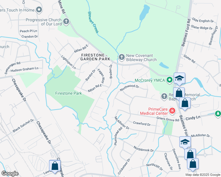 map of restaurants, bars, coffee shops, grocery stores, and more near 412 Bent Leaf Court in Charlotte