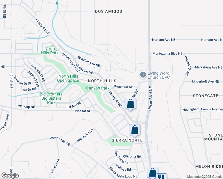 map of restaurants, bars, coffee shops, grocery stores, and more near 1685 Hollyberry Drive Northeast in Rio Rancho