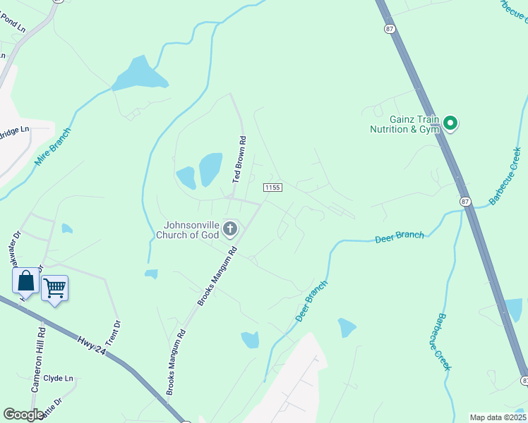 map of restaurants, bars, coffee shops, grocery stores, and more near 772 Brooks Mangum Road in Cameron