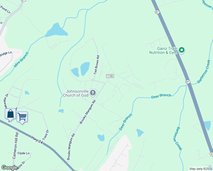 map of restaurants, bars, coffee shops, grocery stores, and more near 772 Brooks Mangum Road in Cameron