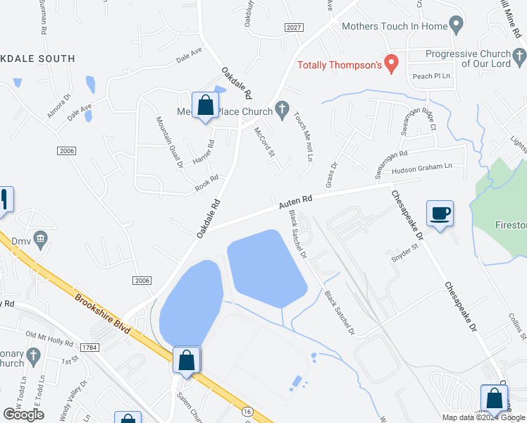 map of restaurants, bars, coffee shops, grocery stores, and more near 1205 Auten Road in Charlotte