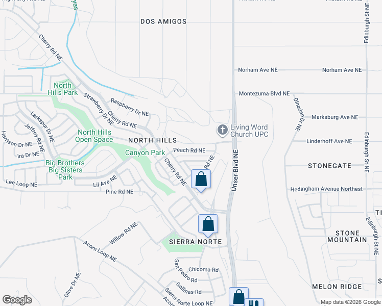 map of restaurants, bars, coffee shops, grocery stores, and more near 1628 Hollyberry Drive Northeast in Rio Rancho