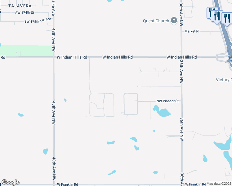 map of restaurants, bars, coffee shops, grocery stores, and more near 5658 Pioneer Circle Northwest in Norman