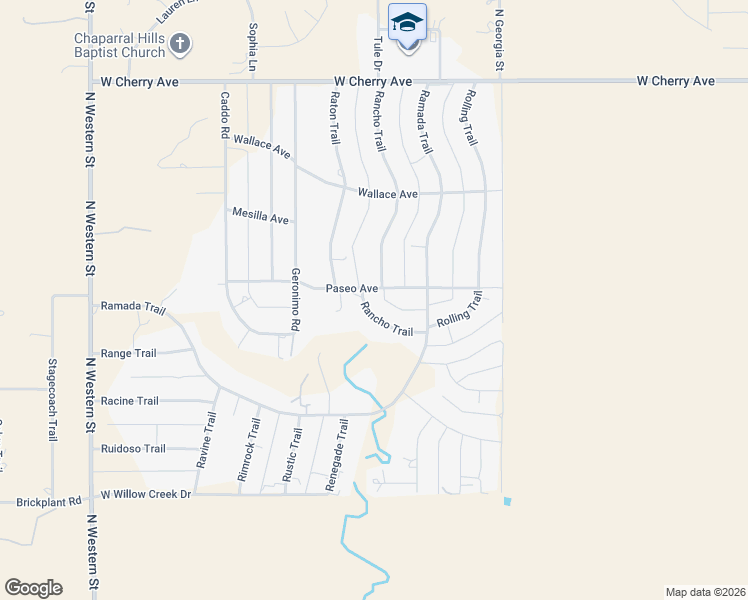 map of restaurants, bars, coffee shops, grocery stores, and more near 301-305 Rancho Trail in Amarillo