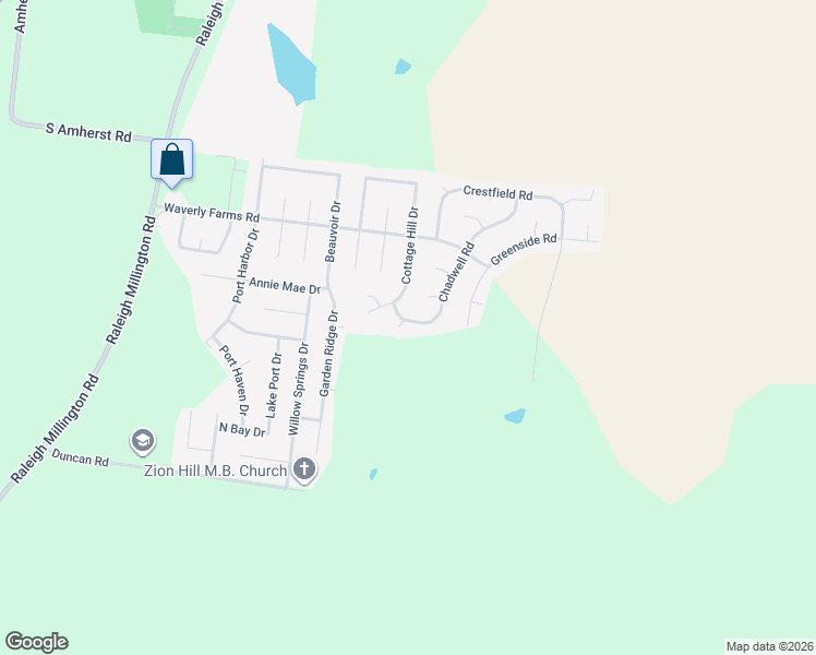 map of restaurants, bars, coffee shops, grocery stores, and more near 5890 Brushy Mill Cove in Millington