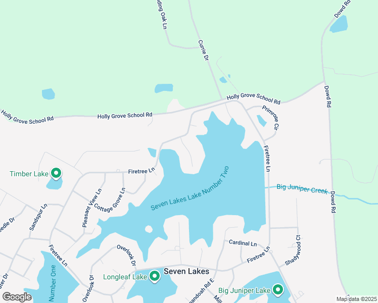 map of restaurants, bars, coffee shops, grocery stores, and more near Pinewood Court in Seven Lakes