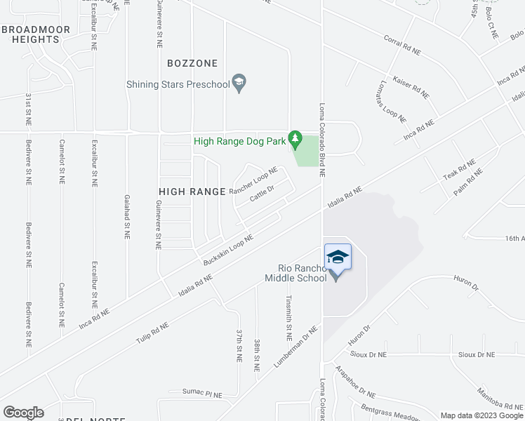 map of restaurants, bars, coffee shops, grocery stores, and more near 3752 Rancher Loop Northeast in Rio Rancho