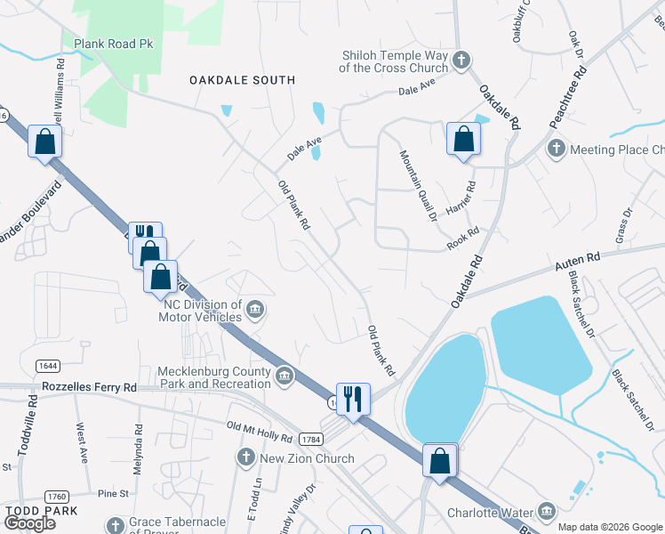 map of restaurants, bars, coffee shops, grocery stores, and more near in Charlotte