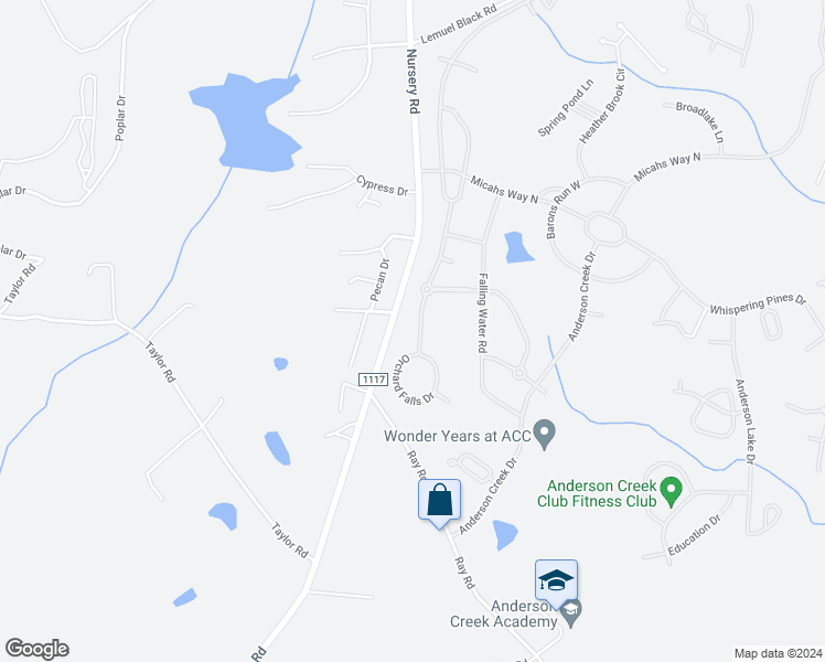 map of restaurants, bars, coffee shops, grocery stores, and more near 366 Orchard Falls Drive in Spring Lake