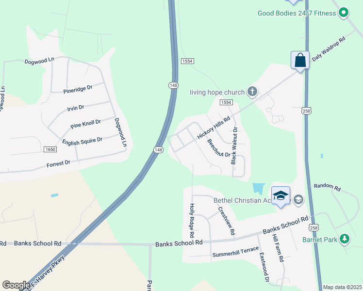 map of restaurants, bars, coffee shops, grocery stores, and more near 2129 Cresswell Street in Kinston