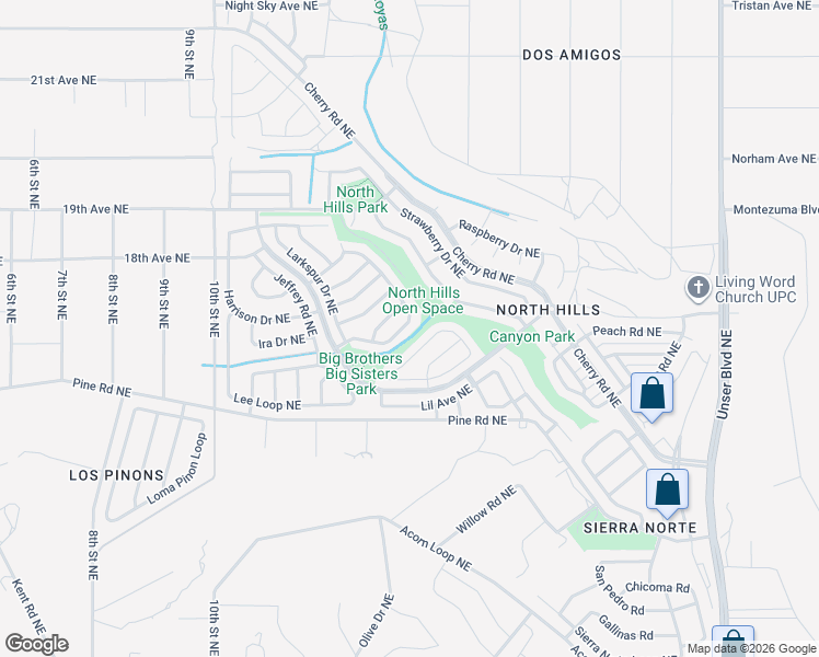 map of restaurants, bars, coffee shops, grocery stores, and more near 1648 Twinberry Drive Northeast in Rio Rancho
