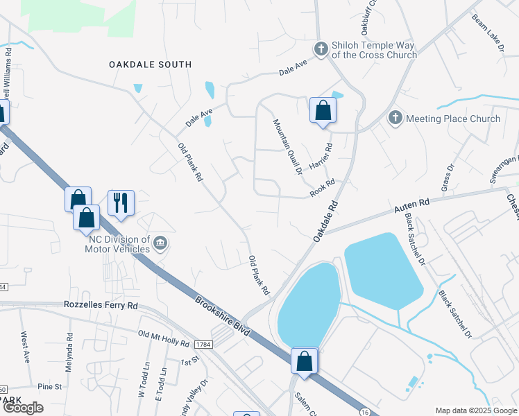 map of restaurants, bars, coffee shops, grocery stores, and more near 609 Rook Road in Charlotte