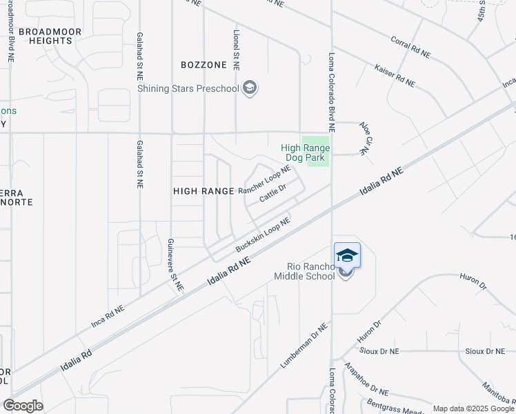 map of restaurants, bars, coffee shops, grocery stores, and more near 3734 Cattle Drive in Rio Rancho