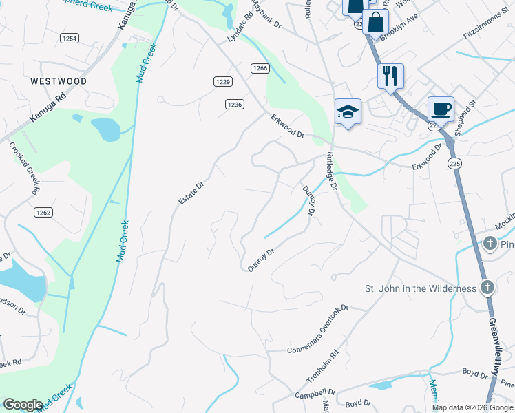 map of restaurants, bars, coffee shops, grocery stores, and more near 309 Dunroy Drive in Hendersonville