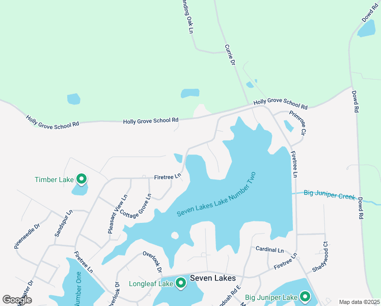 map of restaurants, bars, coffee shops, grocery stores, and more near Firetree Lane in Seven Lakes