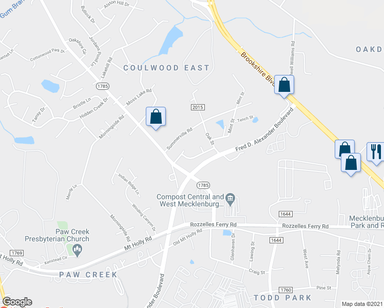 map of restaurants, bars, coffee shops, grocery stores, and more near in Charlotte