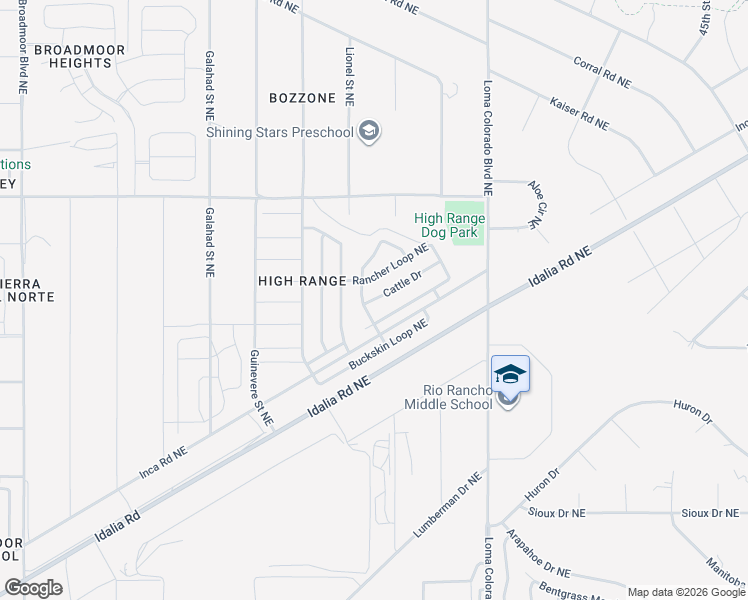 map of restaurants, bars, coffee shops, grocery stores, and more near 3730 Cattle Drive in Rio Rancho