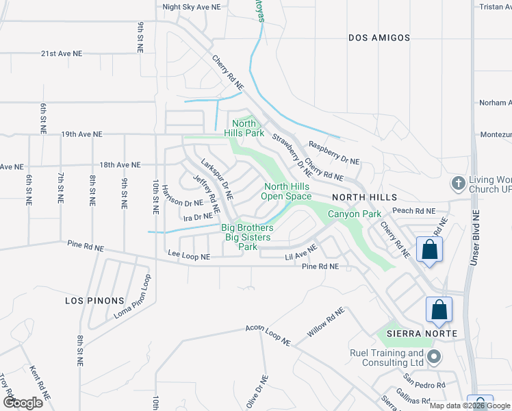 map of restaurants, bars, coffee shops, grocery stores, and more near 1421 Alder Drive Northeast in Rio Rancho