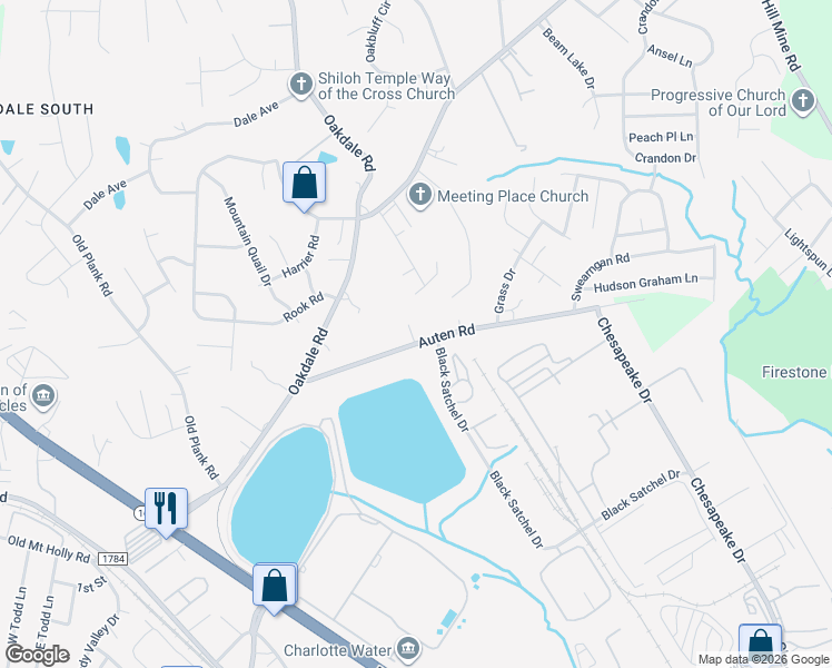 map of restaurants, bars, coffee shops, grocery stores, and more near 1225 Auten Road in Charlotte