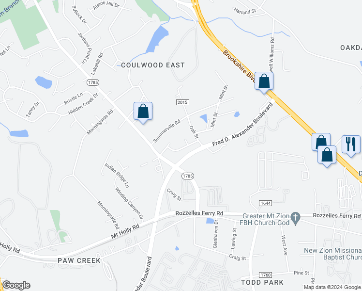 map of restaurants, bars, coffee shops, grocery stores, and more near 1233 Ben Livingston Road in Charlotte