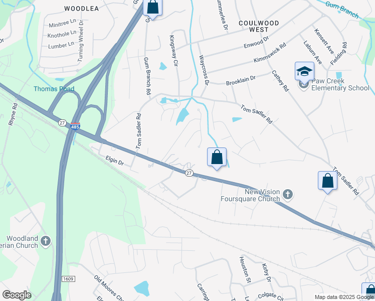 map of restaurants, bars, coffee shops, grocery stores, and more near 745 Aberdeen Glen Place in Charlotte