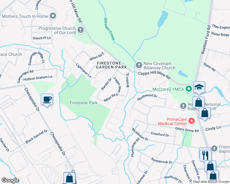 map of restaurants, bars, coffee shops, grocery stores, and more near 3700 Clendon Court in Charlotte