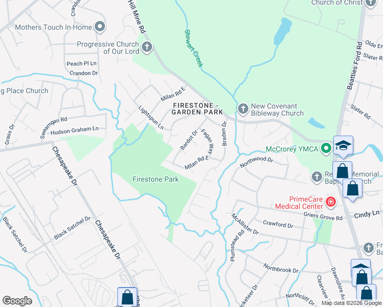 map of restaurants, bars, coffee shops, grocery stores, and more near 3710 Shoup Court in Charlotte