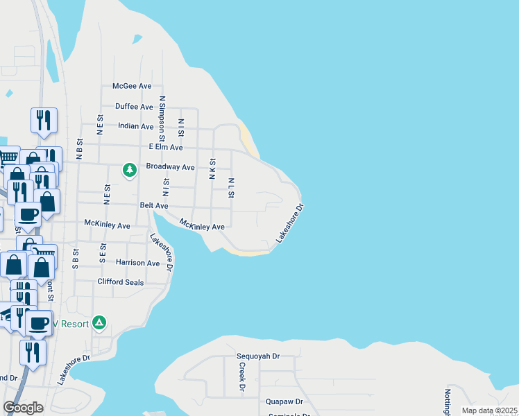 map of restaurants, bars, coffee shops, grocery stores, and more near 102 Janeway Drive in Eufaula