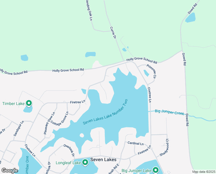 map of restaurants, bars, coffee shops, grocery stores, and more near Pinewood Court in Seven Lakes