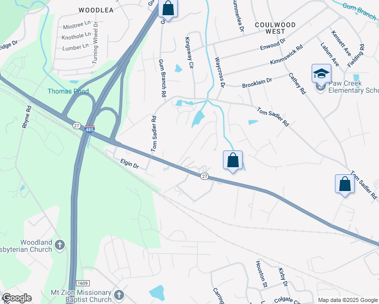 map of restaurants, bars, coffee shops, grocery stores, and more near 2324 Meadecroft Road in Charlotte