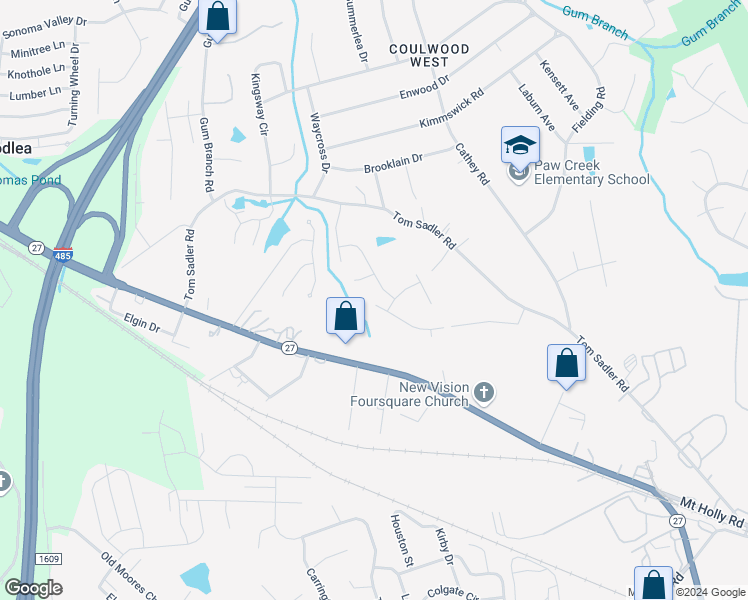 map of restaurants, bars, coffee shops, grocery stores, and more near 1232 Helms Road in Charlotte