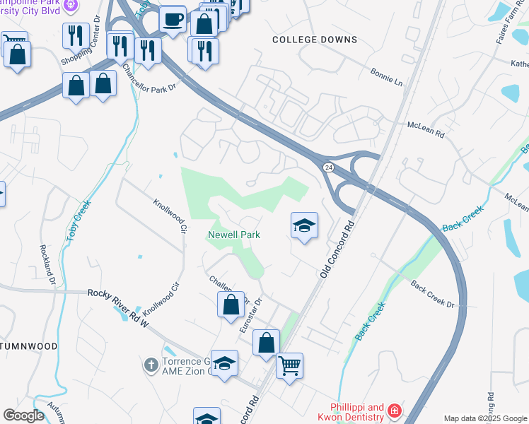 map of restaurants, bars, coffee shops, grocery stores, and more near 1136 Wylam Dilly Court in Charlotte