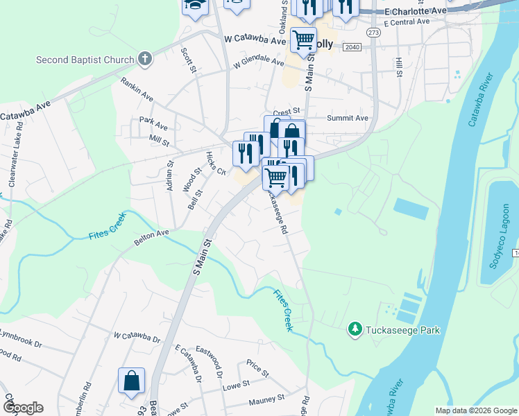 map of restaurants, bars, coffee shops, grocery stores, and more near 112 Tuckaseege Road in Mount Holly