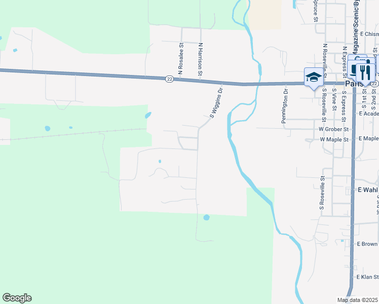 map of restaurants, bars, coffee shops, grocery stores, and more near 1502 W Bryan St in Paris