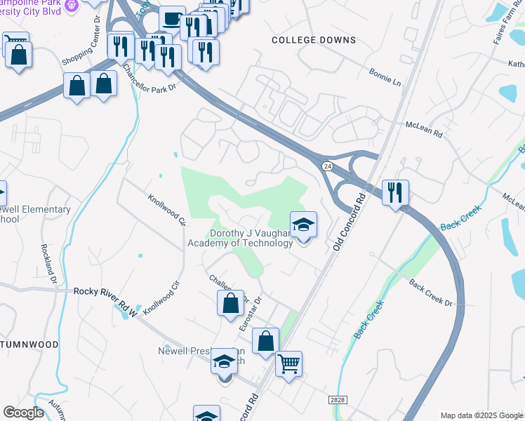 map of restaurants, bars, coffee shops, grocery stores, and more near 1136 Wylam Dilly Court in Charlotte