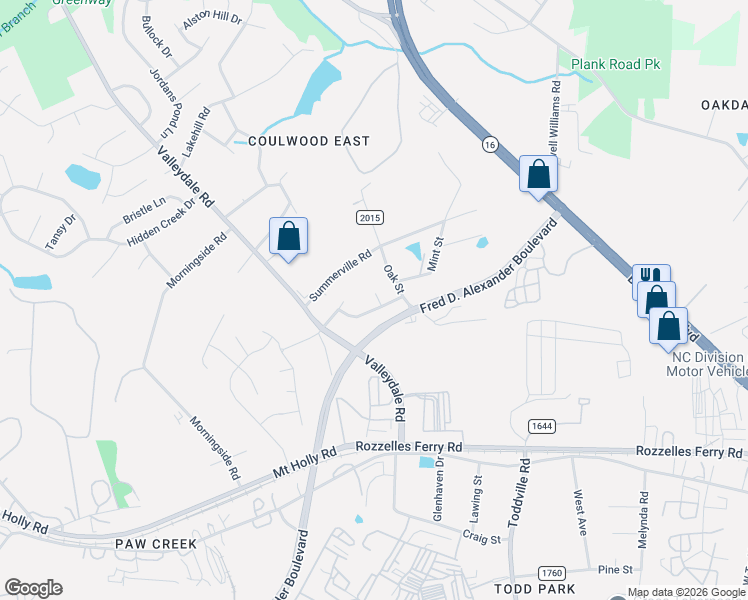 map of restaurants, bars, coffee shops, grocery stores, and more near 507 Ethel Court in Charlotte