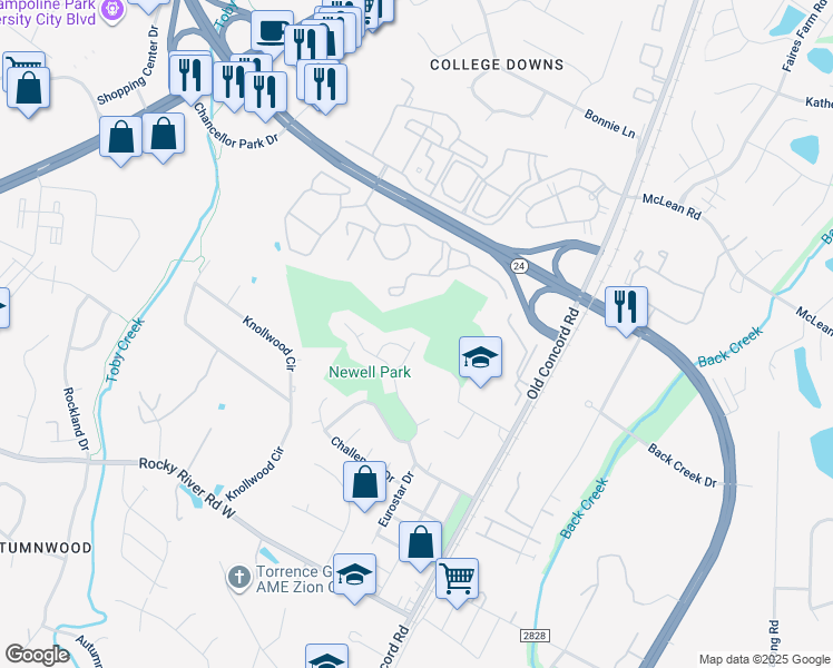 map of restaurants, bars, coffee shops, grocery stores, and more near 1136 Wylam Dilly Court in Charlotte