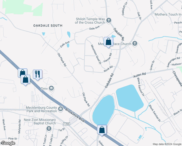 map of restaurants, bars, coffee shops, grocery stores, and more near 507 Rook Road in Charlotte