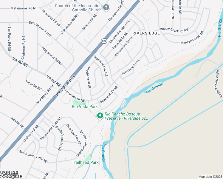 map of restaurants, bars, coffee shops, grocery stores, and more near 1733 Savannah Drive Northeast in Rio Rancho