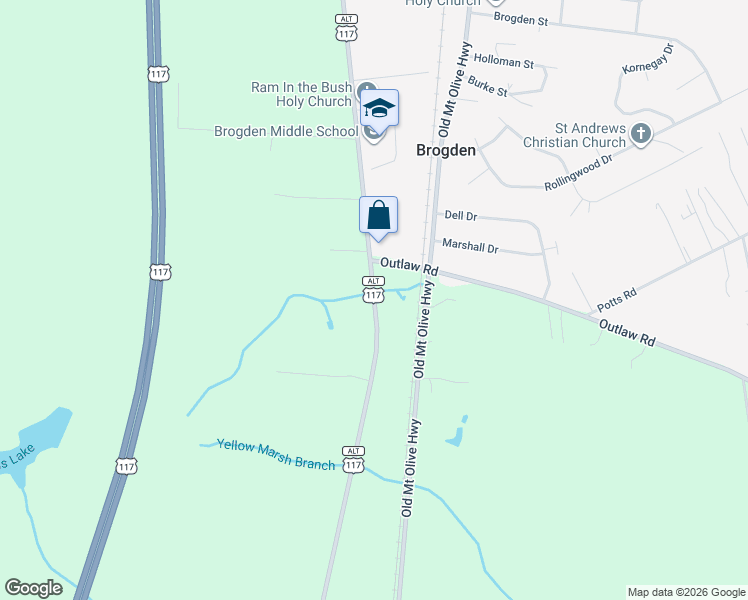 map of restaurants, bars, coffee shops, grocery stores, and more near 3926 U.S. 117 Alternate in Dudley