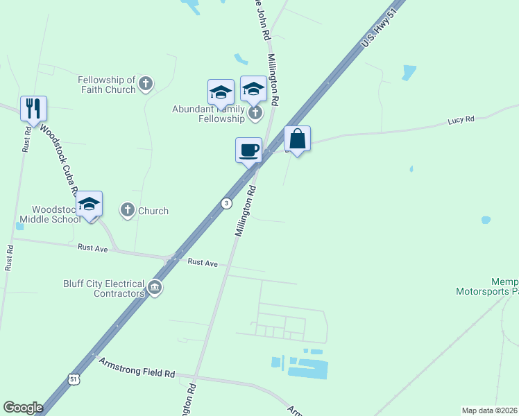 map of restaurants, bars, coffee shops, grocery stores, and more near 5918 Old Millington Road in Millington