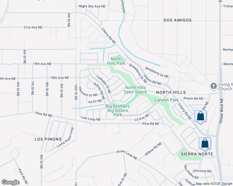 map of restaurants, bars, coffee shops, grocery stores, and more near 1413 Lupine Drive Northeast in Rio Rancho