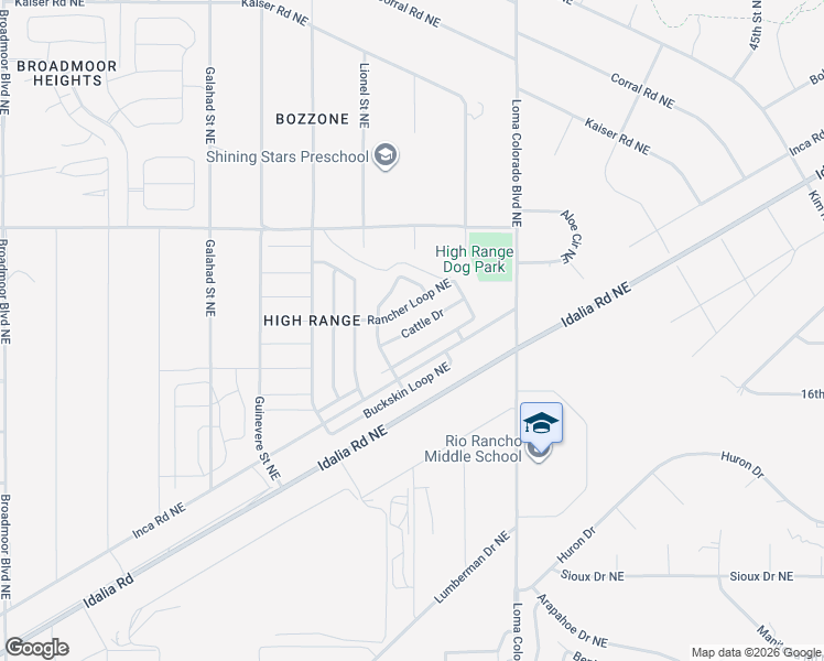 map of restaurants, bars, coffee shops, grocery stores, and more near 3754 Cattle Drive in Rio Rancho
